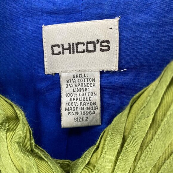 Chicos Blazer Womens 2 US 12 Green Ribbon Stripe Texture Button Stretch Office - Picture 5 of 9